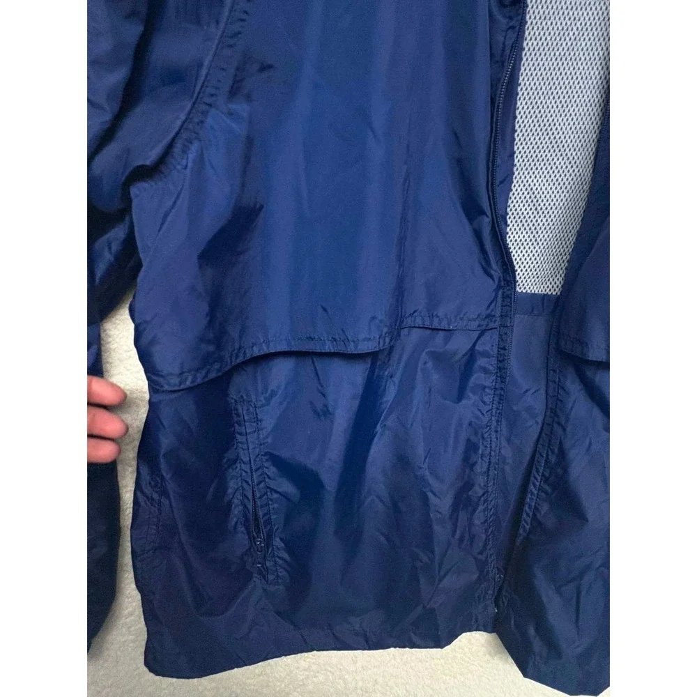 Eddie Bauer Mens XL Navy Blue Nylon Windbreaker Jacket Full Zip Mesh Lined XL